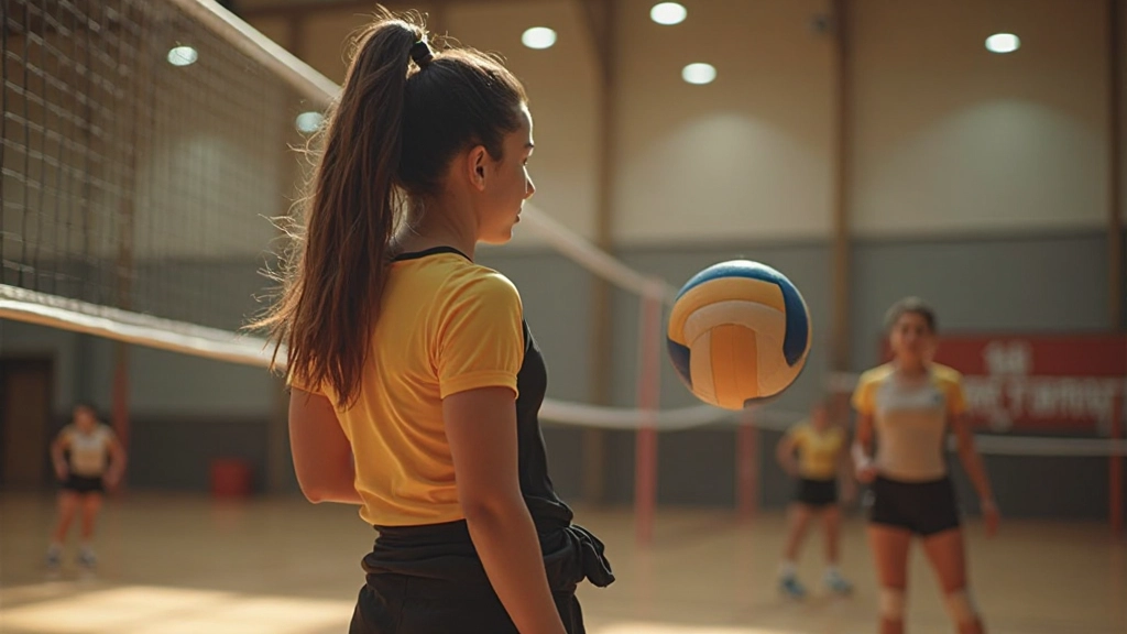 لاعبون يمارسون تمارين الإرسال المتكررة على الملعب تحت إشراف مدرب