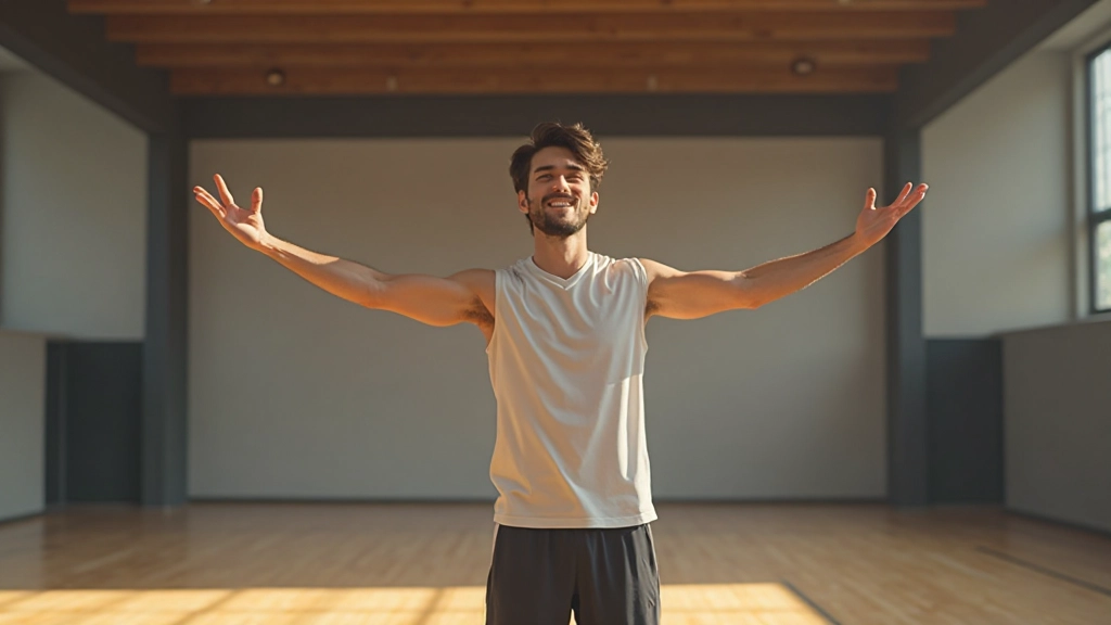 لاعب كرة طائرة يؤدي تمرين الإحماء قبل بدء جلسة التدريب المتقدمة